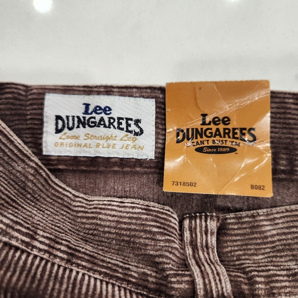 Vintage Lee Dungarees Corduroy Pants Mens 38/32 Brown Loose Straight Leg 80s 90s - Picture 7 of 13